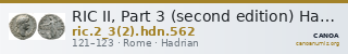 RIC II, Part 3 (second edition) Hadrian 562 — CANOA
