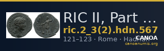 RIC II, Part 3 (second edition) Hadrian 567 — CANOA