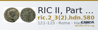 RIC II, Part 3 (second edition) Hadrian 580 — CANOA