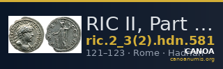 RIC II, Part 3 (second edition) Hadrian 581 — CANOA