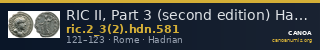 RIC II, Part 3 (second edition) Hadrian 581 — CANOA