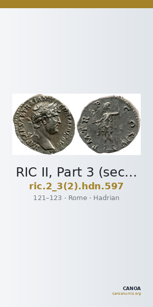 RIC II, Part 3 (second edition) Hadrian 597 — CANOA
