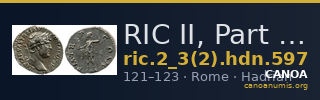 RIC II, Part 3 (second edition) Hadrian 597 — CANOA