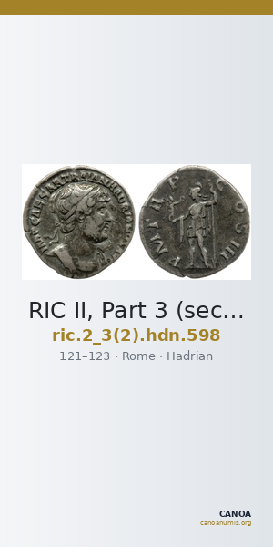 RIC II, Part 3 (second edition) Hadrian 598 — CANOA