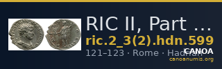RIC II, Part 3 (second edition) Hadrian 599 — CANOA