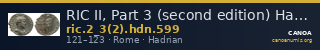 RIC II, Part 3 (second edition) Hadrian 599 — CANOA