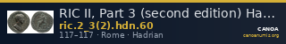 RIC II, Part 3 (second edition) Hadrian 60 — CANOA