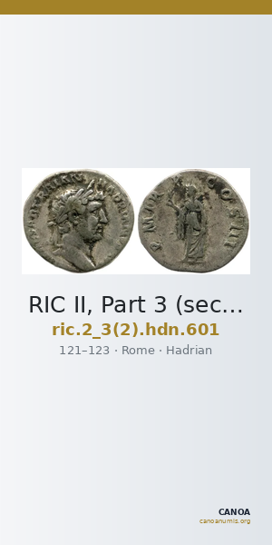 RIC II, Part 3 (second edition) Hadrian 601 — CANOA