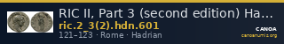 RIC II, Part 3 (second edition) Hadrian 601 — CANOA
