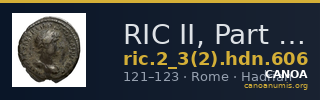 RIC II, Part 3 (second edition) Hadrian 606 — CANOA