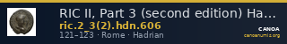 RIC II, Part 3 (second edition) Hadrian 606 — CANOA