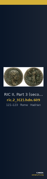 RIC II, Part 3 (second edition) Hadrian 609 — CANOA