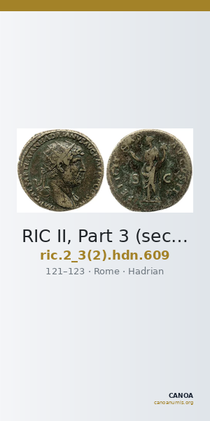 RIC II, Part 3 (second edition) Hadrian 609 — CANOA