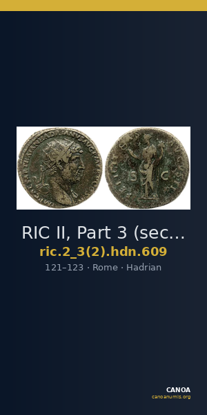 RIC II, Part 3 (second edition) Hadrian 609 — CANOA