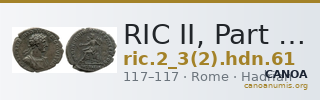 RIC II, Part 3 (second edition) Hadrian 61 — CANOA