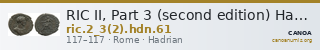 RIC II, Part 3 (second edition) Hadrian 61 — CANOA