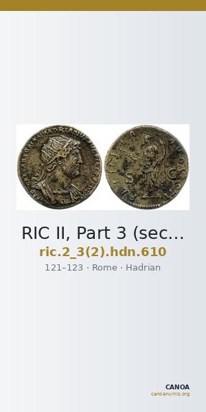 RIC II, Part 3 (second edition) Hadrian 610 — CANOA