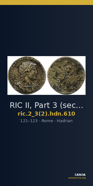RIC II, Part 3 (second edition) Hadrian 610 — CANOA