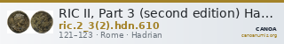 RIC II, Part 3 (second edition) Hadrian 610 — CANOA