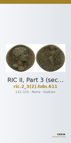 RIC II, Part 3 (second edition) Hadrian 611 — CANOA