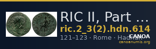 RIC II, Part 3 (second edition) Hadrian 614 — CANOA