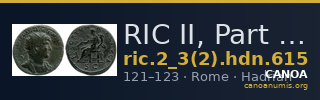 RIC II, Part 3 (second edition) Hadrian 615 — CANOA
