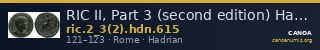 RIC II, Part 3 (second edition) Hadrian 615 — CANOA