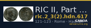 RIC II, Part 3 (second edition) Hadrian 617 — CANOA