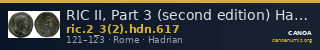 RIC II, Part 3 (second edition) Hadrian 617 — CANOA