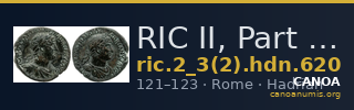 RIC II, Part 3 (second edition) Hadrian 620 — CANOA