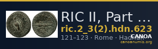 RIC II, Part 3 (second edition) Hadrian 623 — CANOA