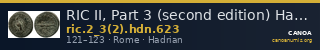 RIC II, Part 3 (second edition) Hadrian 623 — CANOA