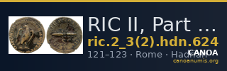 RIC II, Part 3 (second edition) Hadrian 624 — CANOA