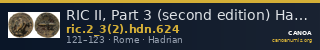 RIC II, Part 3 (second edition) Hadrian 624 — CANOA