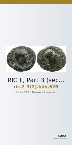 RIC II, Part 3 (second edition) Hadrian 626 — CANOA