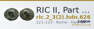RIC II, Part 3 (second edition) Hadrian 626 — CANOA