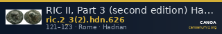 RIC II, Part 3 (second edition) Hadrian 626 — CANOA