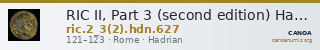 RIC II, Part 3 (second edition) Hadrian 627 — CANOA