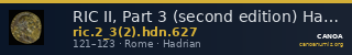 RIC II, Part 3 (second edition) Hadrian 627 — CANOA