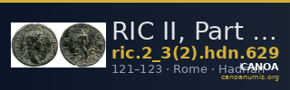 RIC II, Part 3 (second edition) Hadrian 629 — CANOA