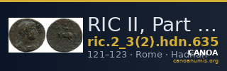 RIC II, Part 3 (second edition) Hadrian 635 — CANOA
