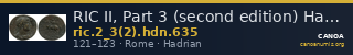 RIC II, Part 3 (second edition) Hadrian 635 — CANOA