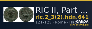 RIC II, Part 3 (second edition) Hadrian 641 — CANOA