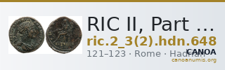 RIC II, Part 3 (second edition) Hadrian 648 — CANOA