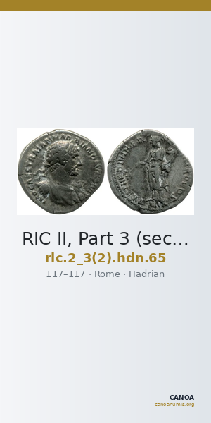 RIC II, Part 3 (second edition) Hadrian 65 — CANOA