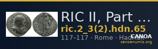 RIC II, Part 3 (second edition) Hadrian 65 — CANOA