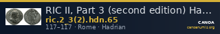 RIC II, Part 3 (second edition) Hadrian 65 — CANOA