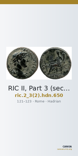 RIC II, Part 3 (second edition) Hadrian 650 — CANOA