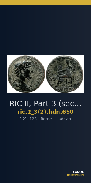 RIC II, Part 3 (second edition) Hadrian 650 — CANOA