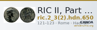 RIC II, Part 3 (second edition) Hadrian 650 — CANOA